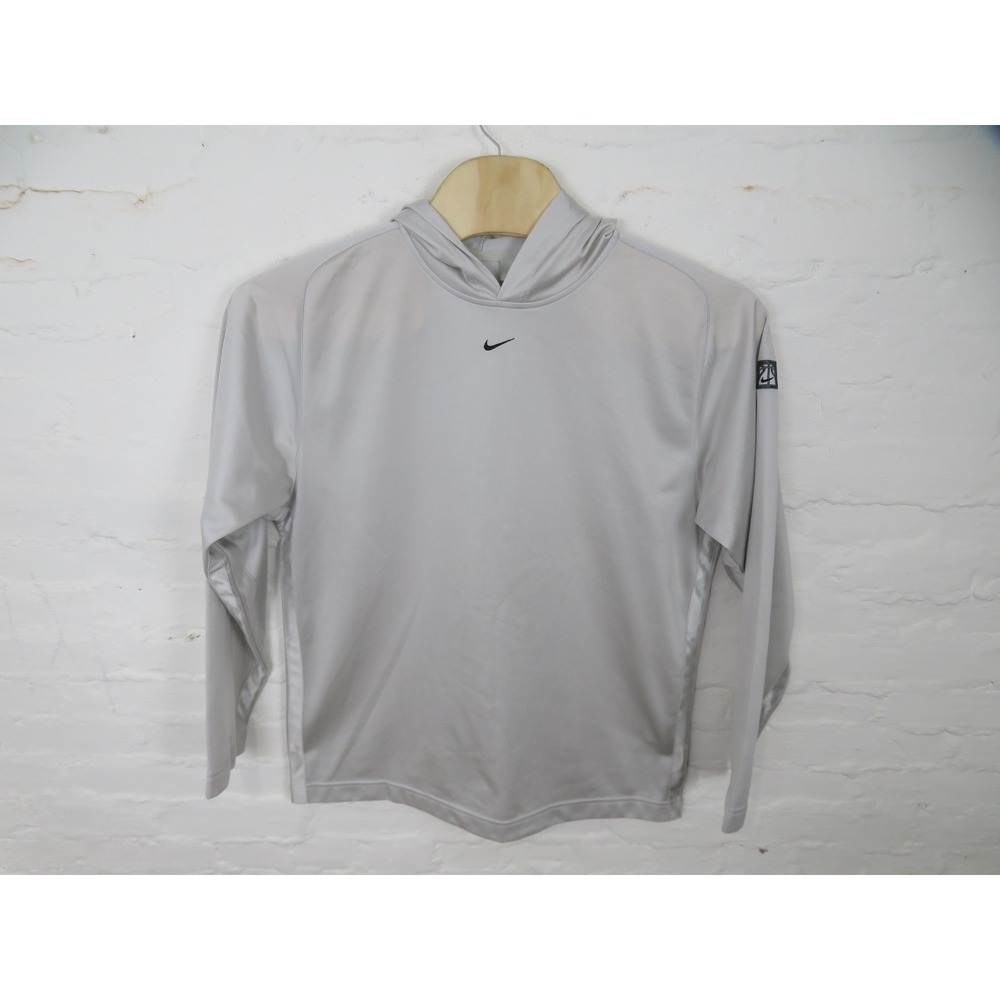 Vintage Nike Hoodie Mens Large Shiny Dazzle Gray Center Check Pullover y2k - Picture 1 of 10